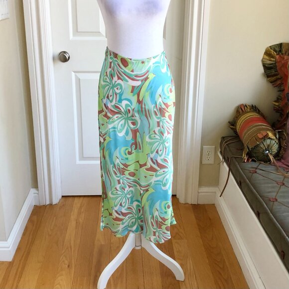 ASOS Skirt Midi Maxi Satin Mod 60s 70s Retro Print (4) - Picture 1 of 8